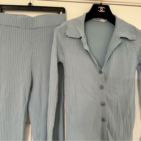 Blue Ribbed Knitted Set - Picture 4 of 5